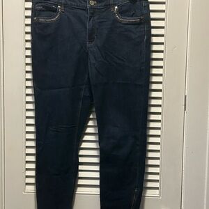 White House Black Market WHBM ladies blue jeans with trim size 10